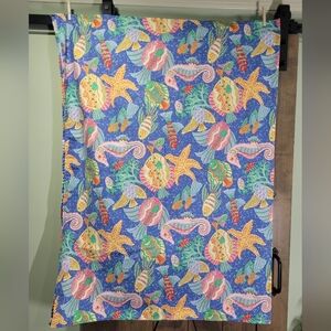 Colorful Ocean-Themed Fabric Tablecloth Set 80" X 51" Rectangle 42" Square
